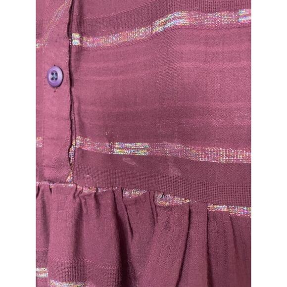 Ace & Jig Arbor Mini Dress Incense Deep Purple Metallic Rainbow Thread Stripe XS - Picture 5 of 11